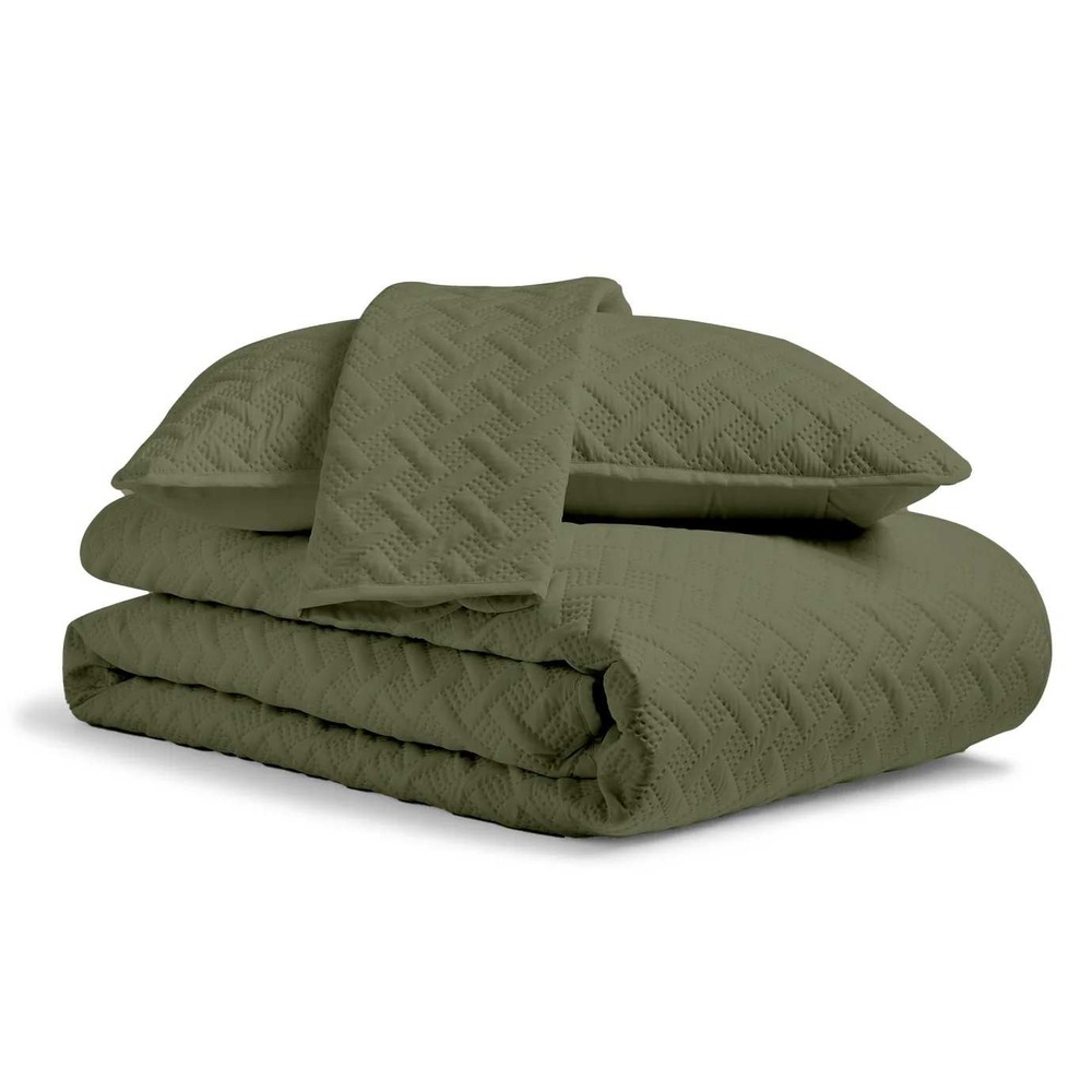 COSY HOUSE Luxury King Sage Green Quilt 2 Shams Bamboo Viscose Coverlet Blanket